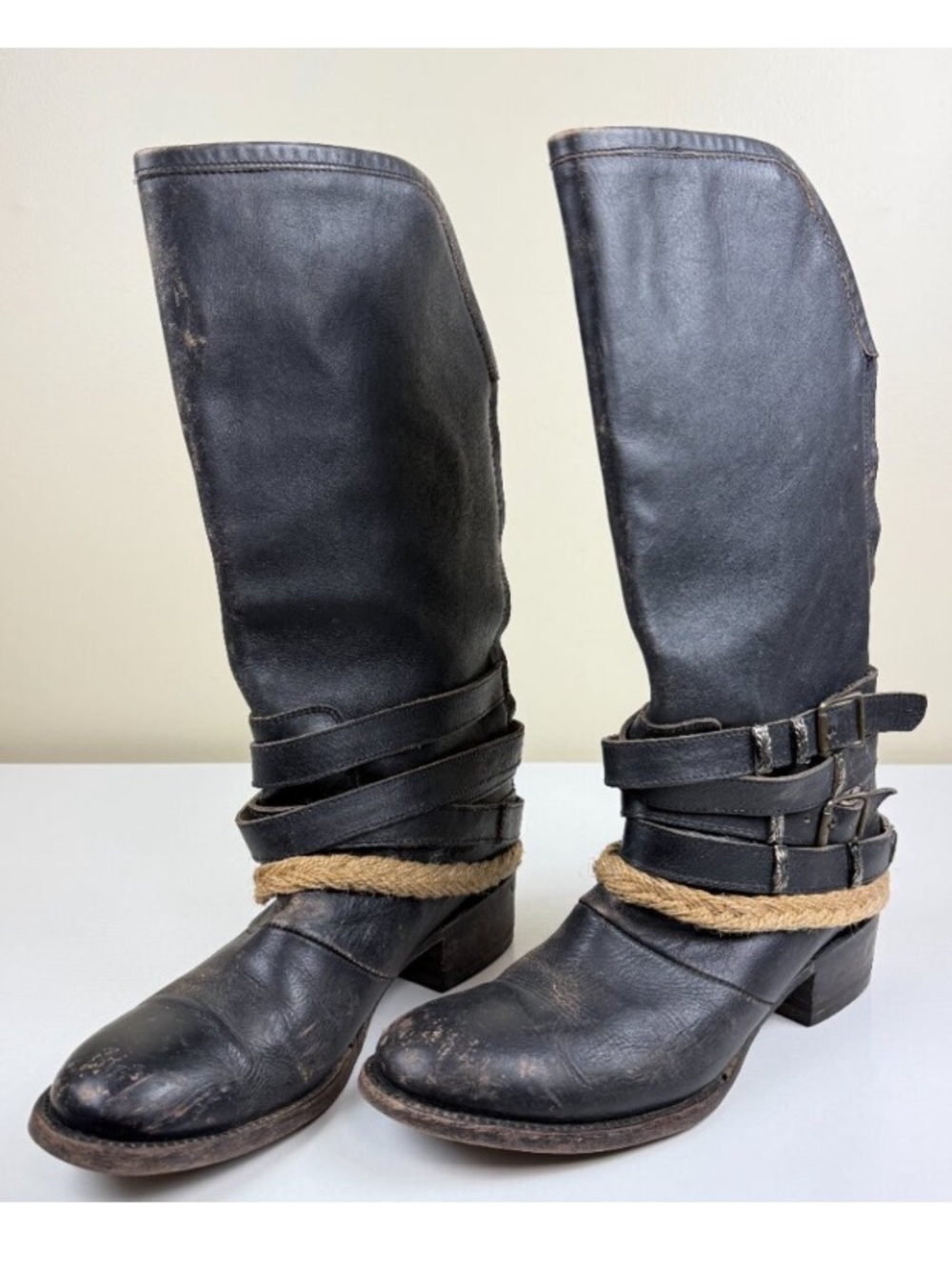 Freebird By Steven Drove Women's Distressed Black mid-calf Leather Boots - Picture 4 of 13
